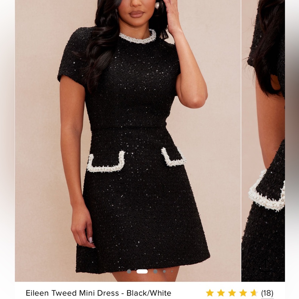 Fashion Nova Eileen Tweed Mini Dress - Black